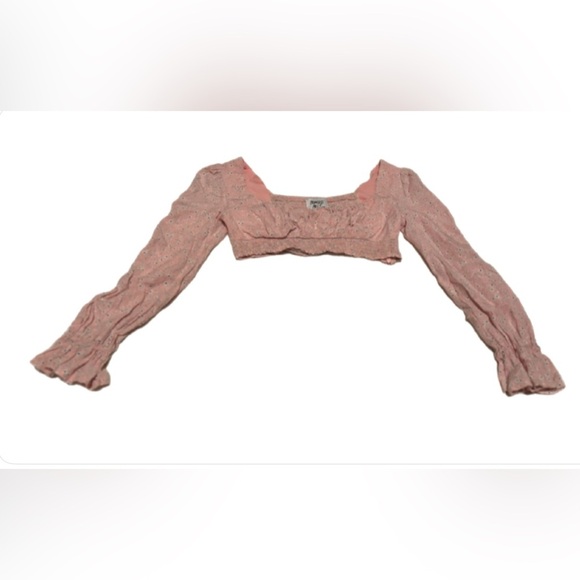 Princess Polly Tops - NWT Princess Polly Smocked Floral Long Sleeve Cropped Pink Blouse 4
